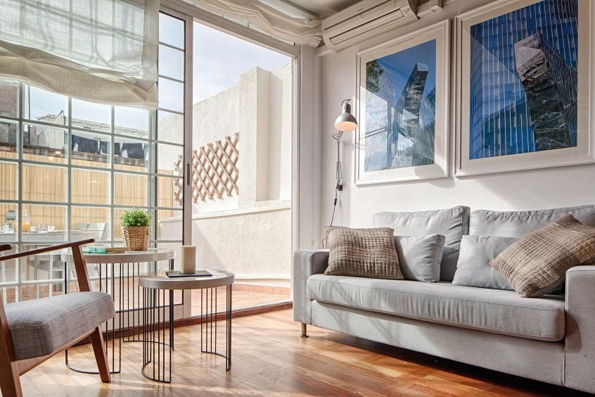 Living room of Attic for sale in  Barcelona Capital  with Air Conditioner, Heating and Terrace