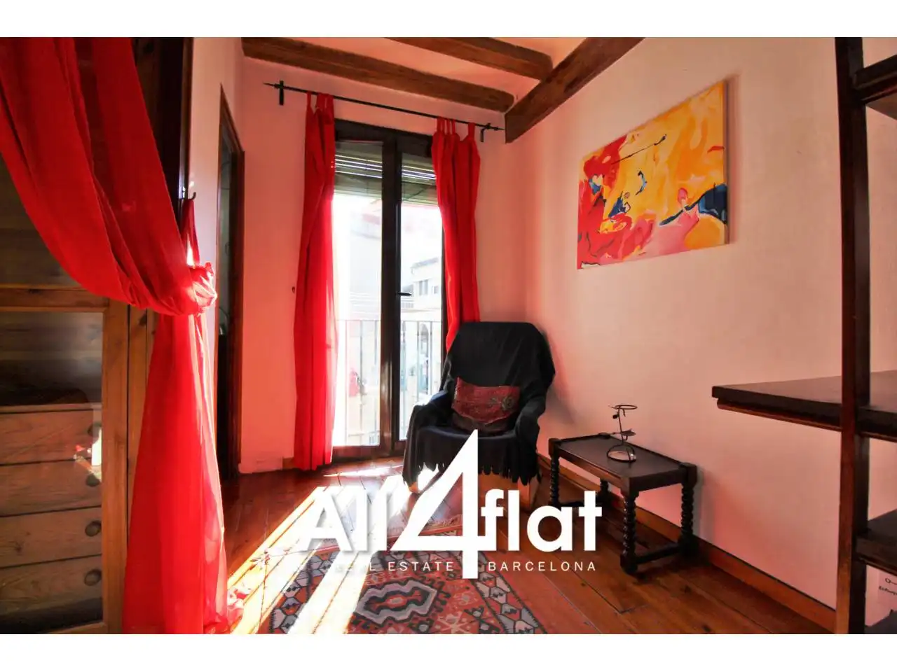 Bedroom of Study for rent in Barcelona  with Air Conditioner, Parquet flooring and Furnished
