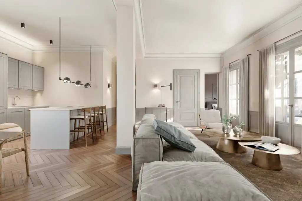 Wohnzimmer von Einfamilien-Reihenhaus zum Verkauf in  Palma de Mallorca mit Klimaanlage, Heizung und Terrasse