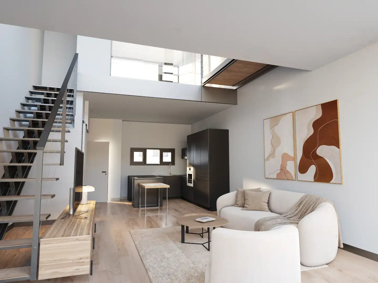 Wohnzimmer von Dachboden zur Miete in Alcobendas mit Klimaanlage, Heizung und Parkett