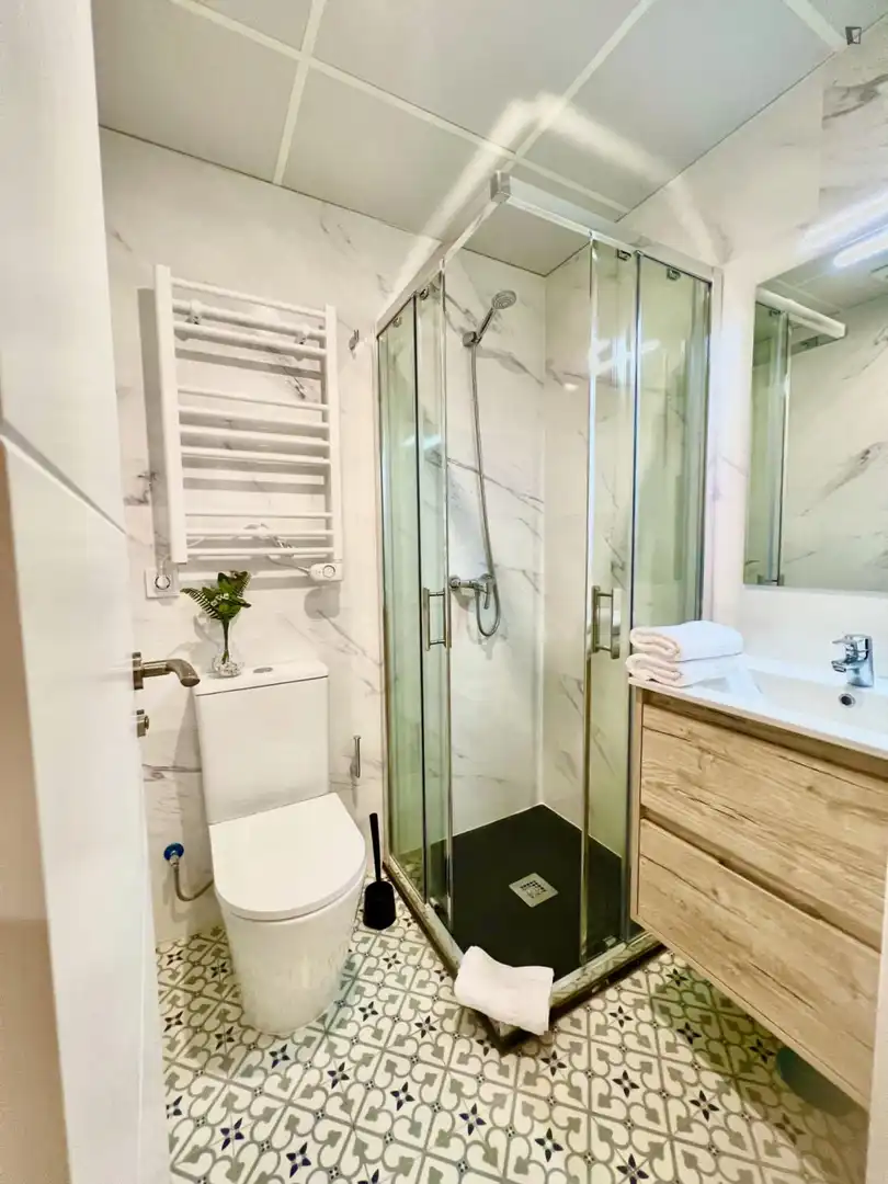 Baño de Estudio de alquiler en Madrid con Aire acondicionado, Calefacción y Amueblado