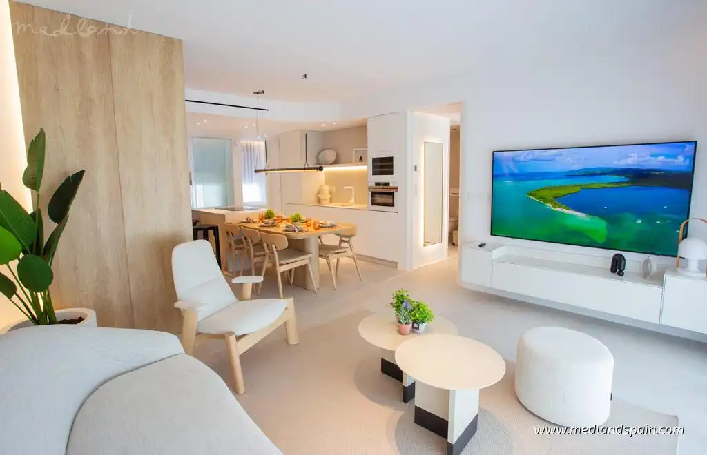 Sala de estar de Apartamento en venta en La Manga del Mar Menor con Aire acondicionado, Calefacción y Jardín privado