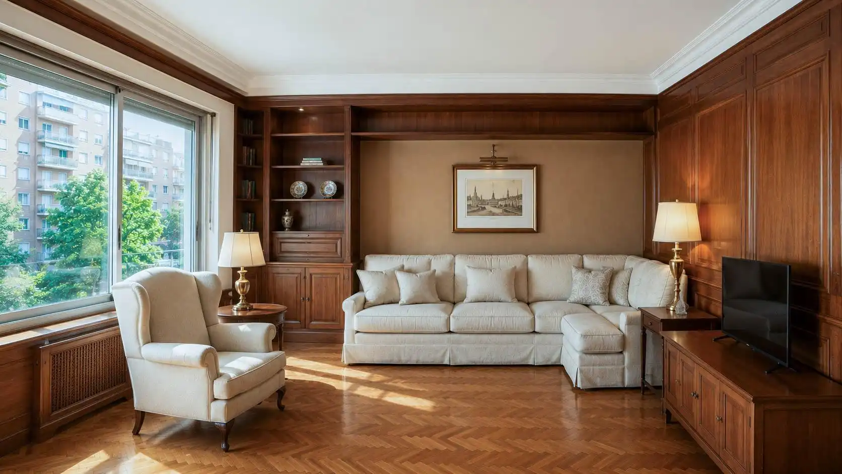 Sala d'estar de Pis en venda en Barcelona amb Calefacció, Parquet i Terrassa