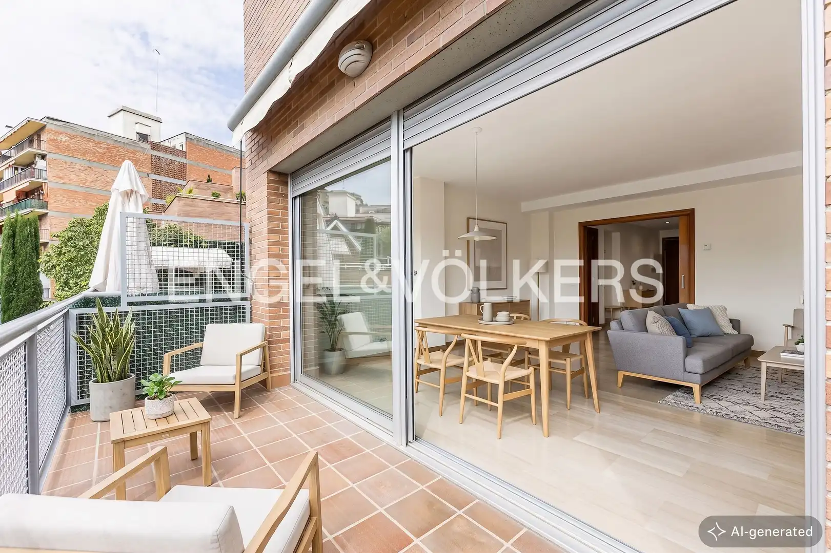 Terrasse von Einfamilien-Reihenhaus zum Verkauf in Barcelona mit Heizung