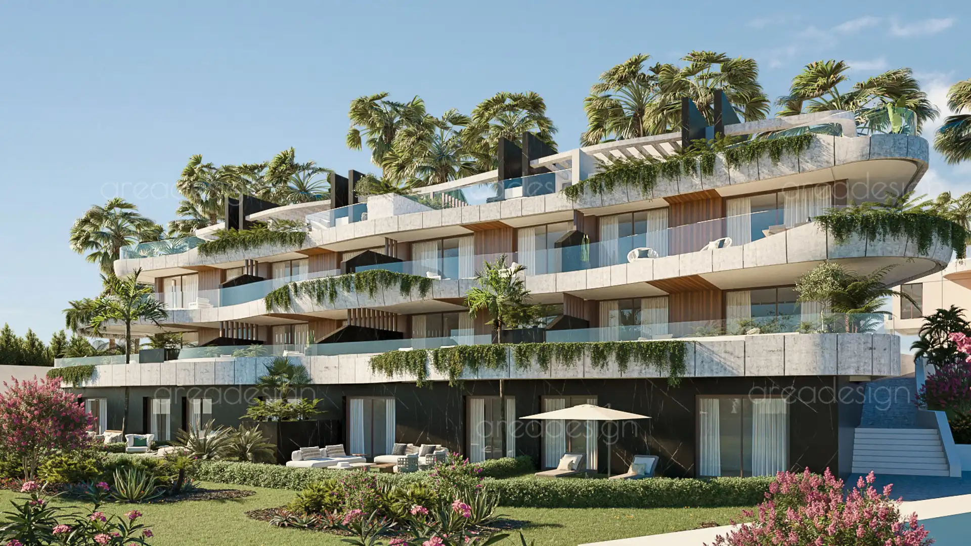 Außenansicht von Erdgeschoss zum Verkauf in Marbella mit Klimaanlage, Privatgarten und Terrasse