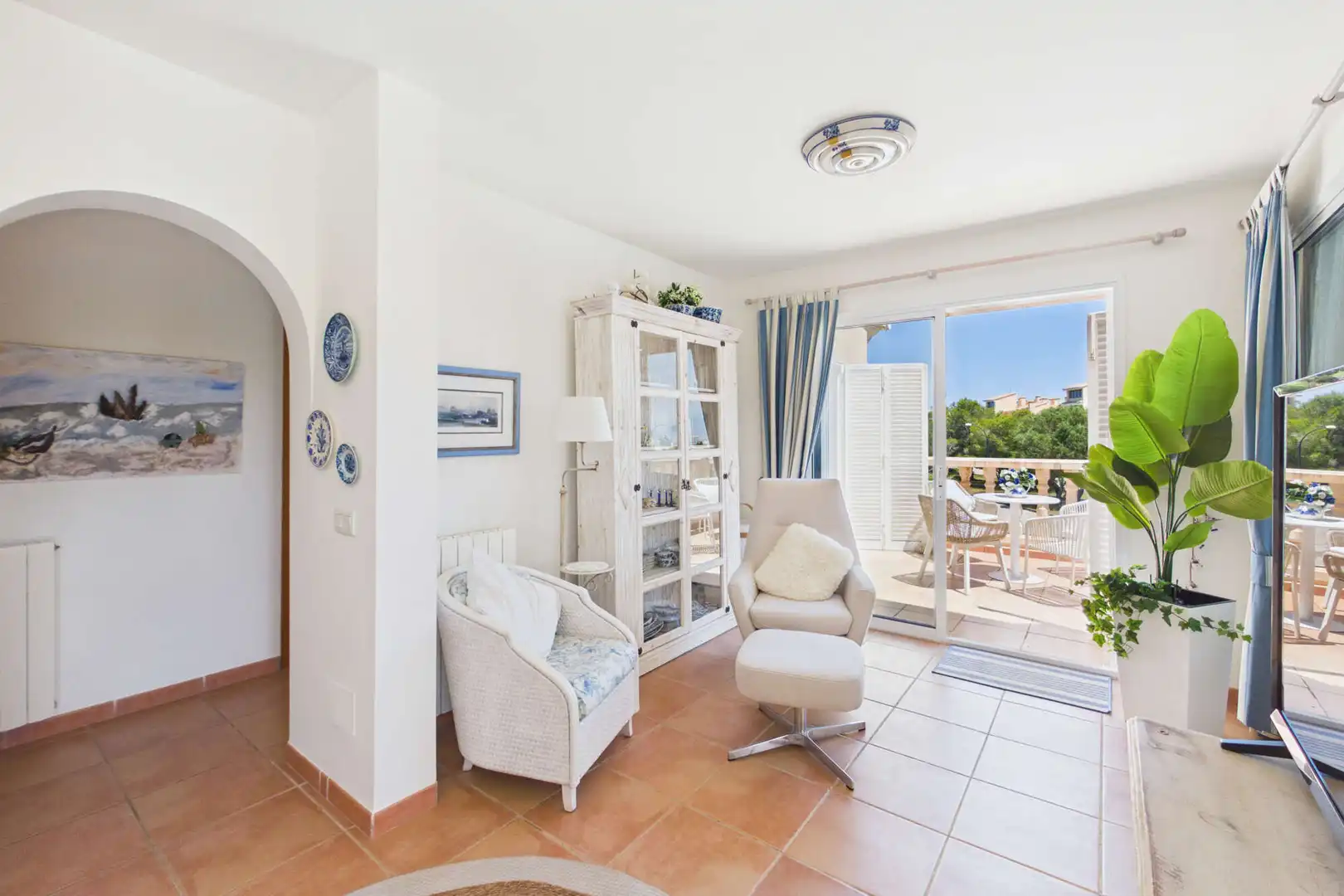 Sala de estar de Piso en venta en Son Servera con Aire acondicionado, Terraza y Amueblado