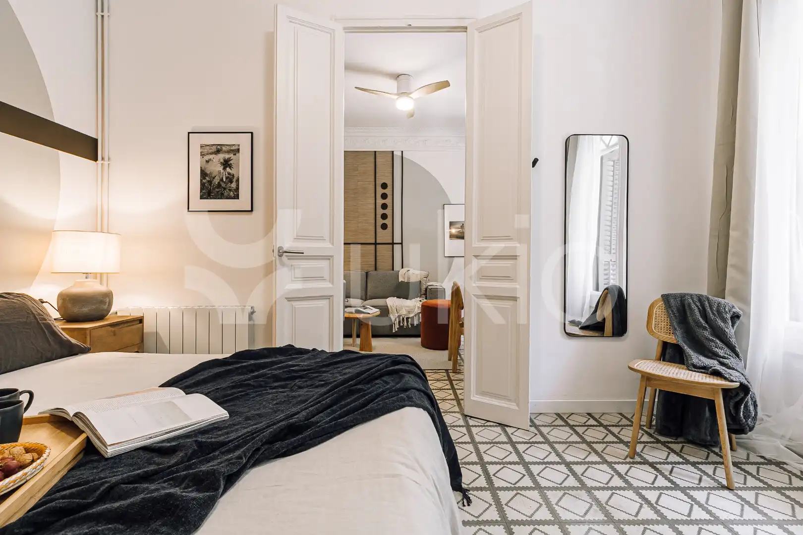 Schlafzimmer von Wohnungen zur Miete in Barcelona mit Heizung, Möbliert und Ofen