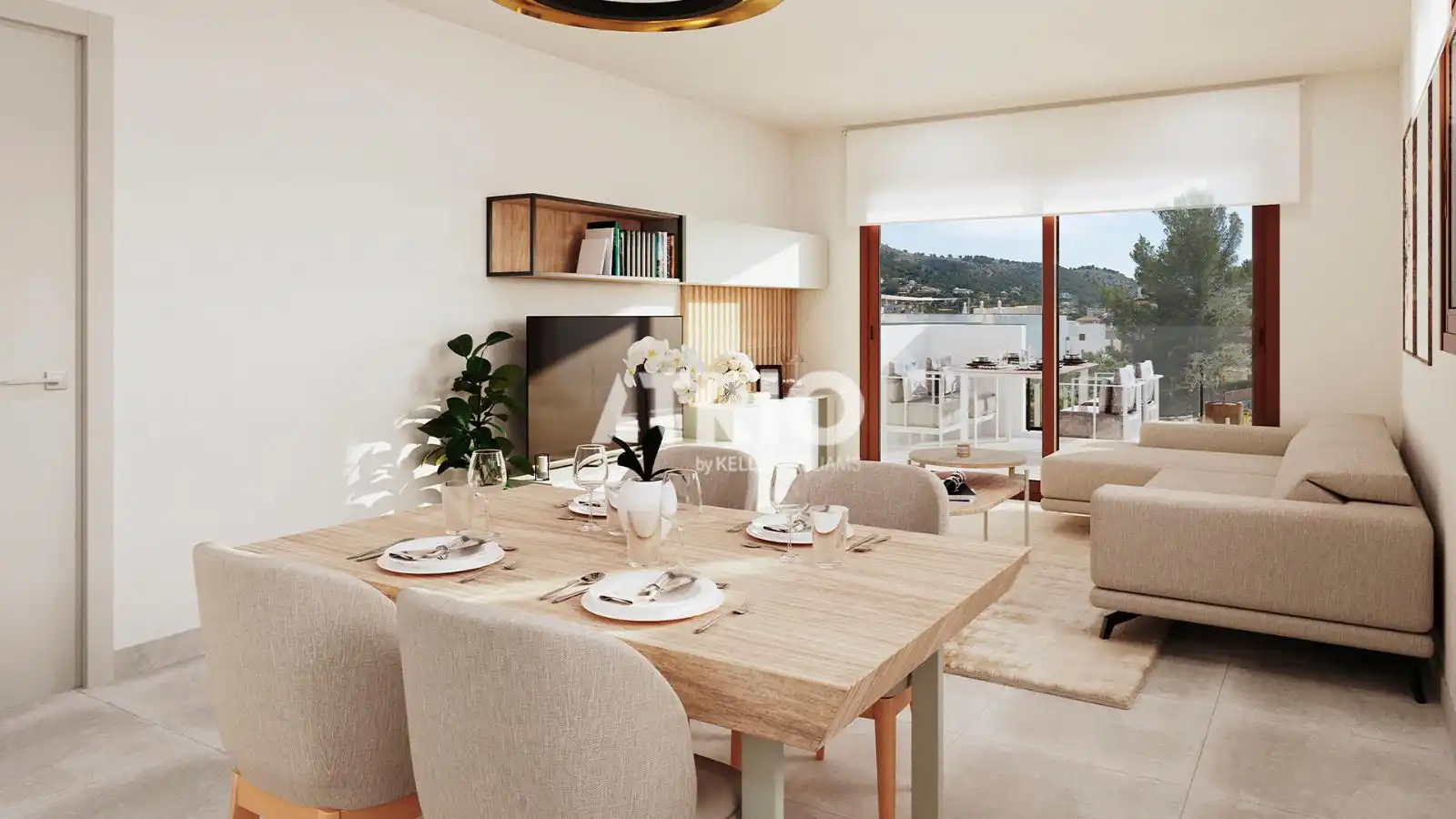 Wohnzimmer von Wohnung zum Verkauf in Capdepera mit Klimaanlage, Privatgarten und Terrasse