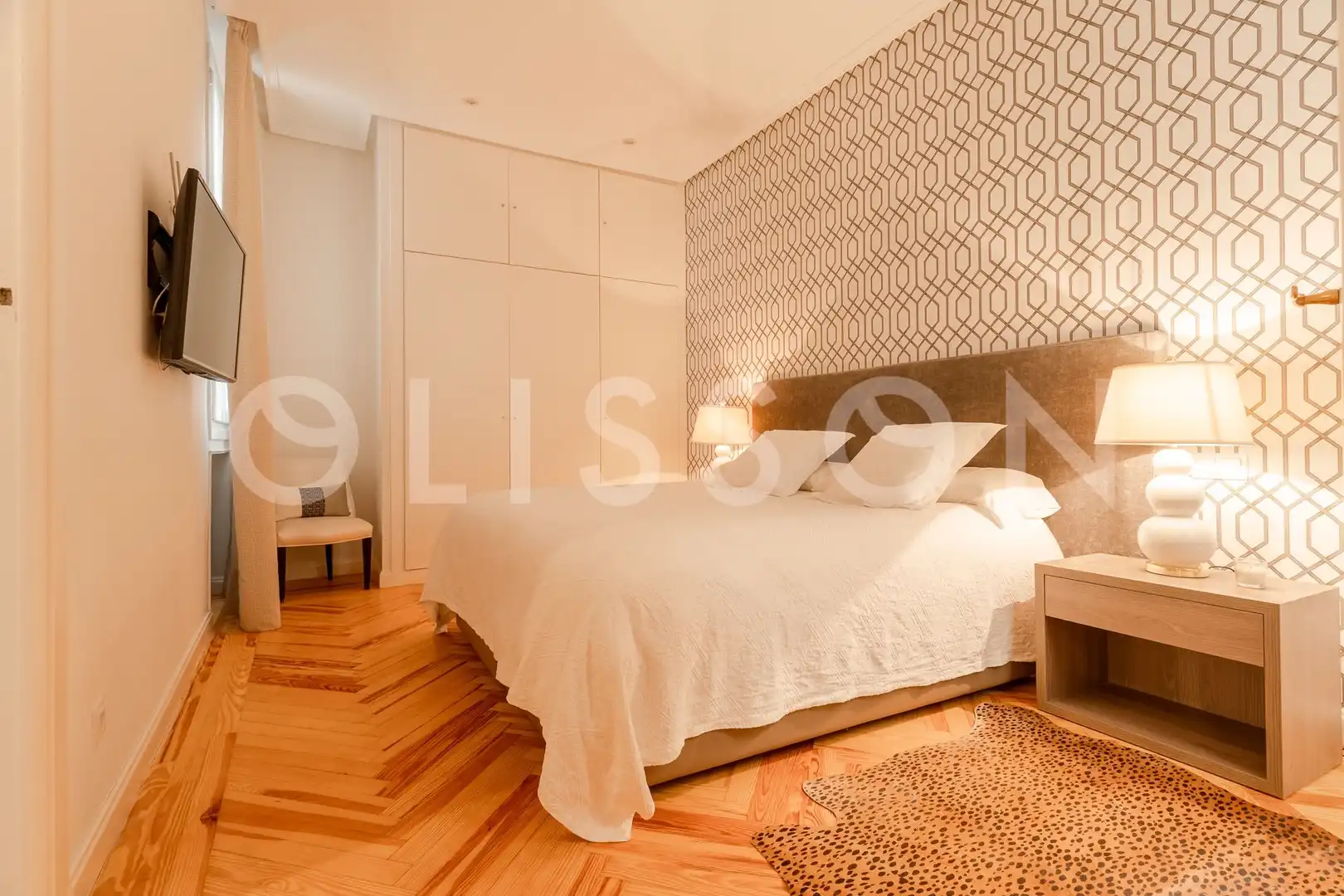Schlafzimmer von Wohnung zur Miete in Madrid mit Klimaanlage, Heizung und Möbliert