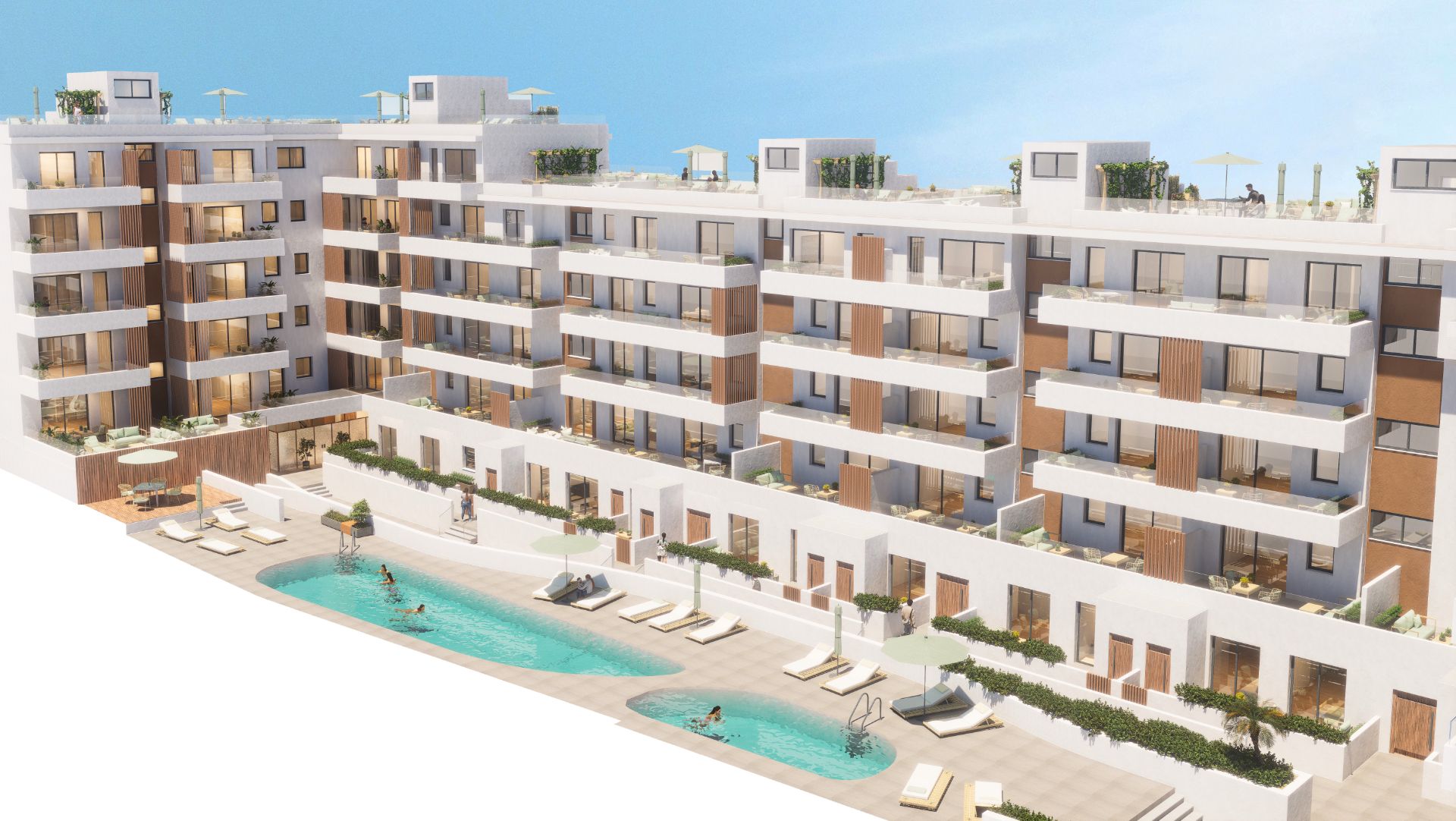 Vista exterior de Piso en venta en Roquetas de Mar con Aire acondicionado, Calefacción y Jardín privado