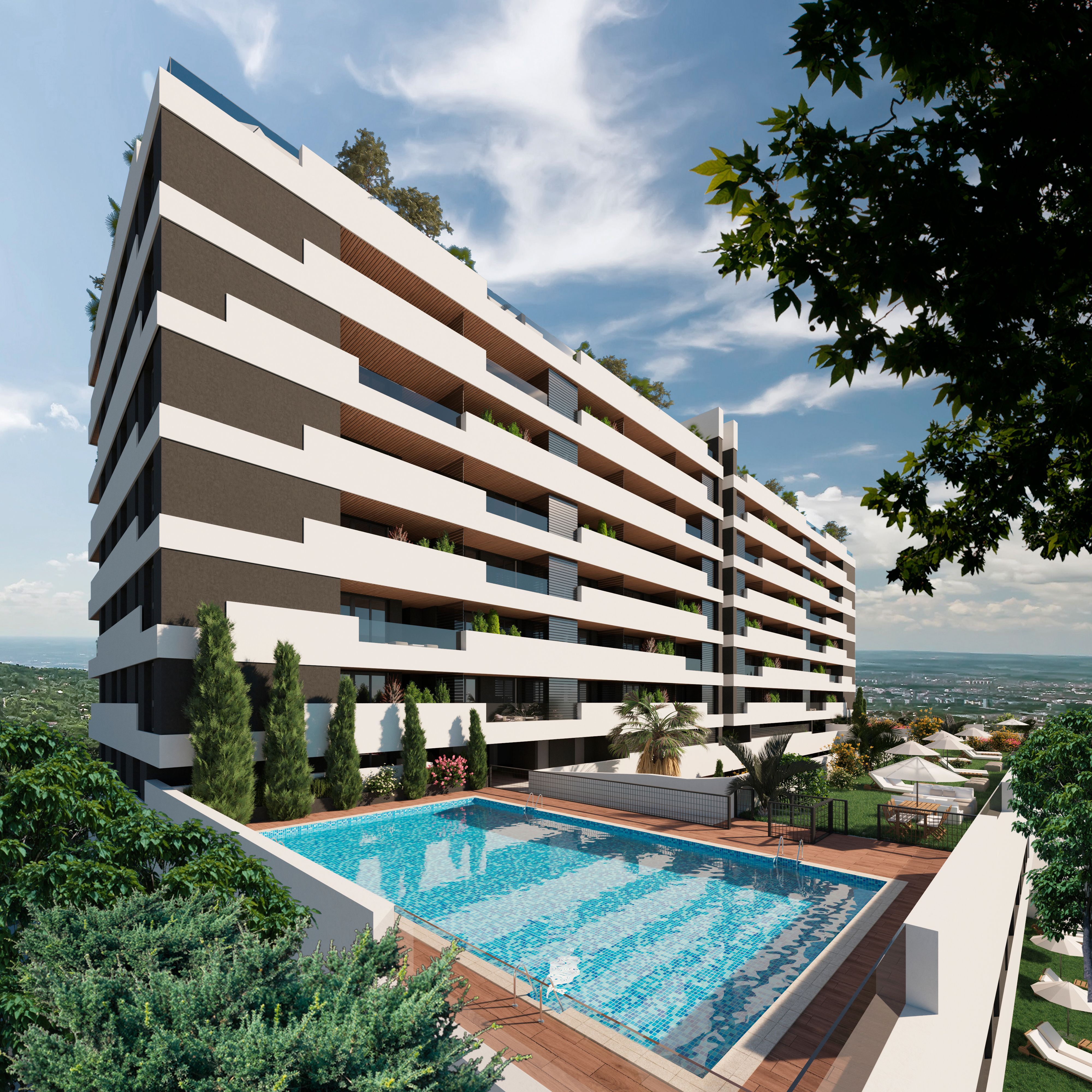 Piscina de Apartament de lloguer en Tres Cantos amb Aire condicionat, Calefacció i Terrassa
