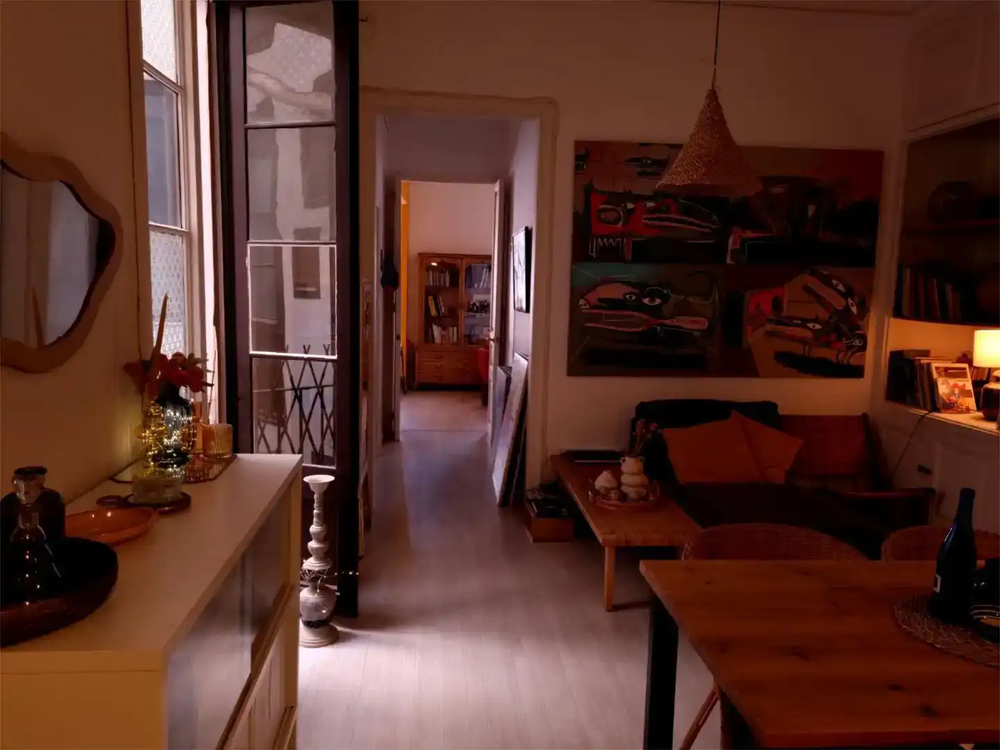 Sala d'estar de Apartament per a compartir en Barcelona amb Aire condicionat, Jardí privat i Parquet