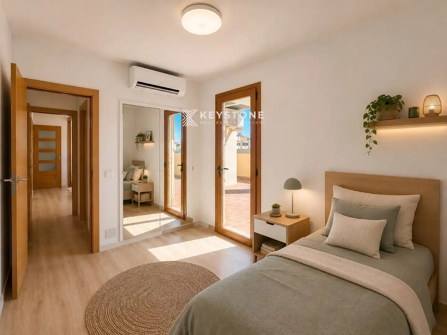Schlafzimmer von Dachboden zur Miete in  Palma de Mallorca mit Klimaanlage und Terrasse