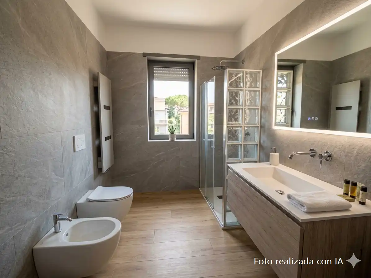 Badezimmer von Einfamilien-Reihenhaus zum Verkauf in Olocau mit Privatgarten, Terrasse und Schwimmbad