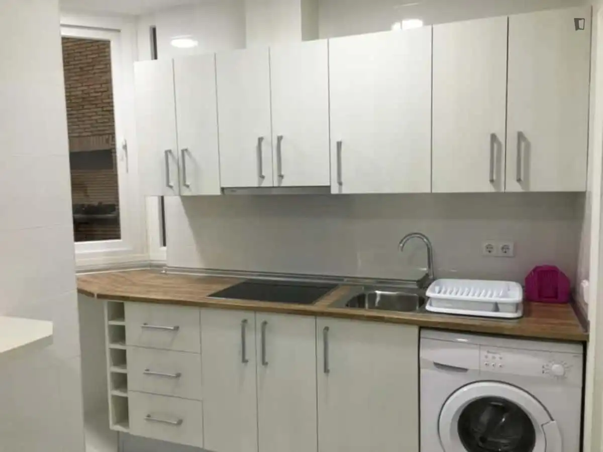 Cocina de Apartamento para compartir en Madrid con Amueblado, Lavadora y Internet