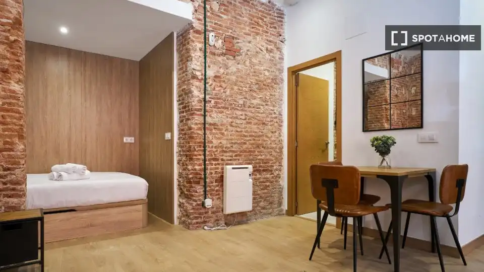 Dormitori de Estudi per a compartir en Madrid amb Aire condicionat, Calefacció i Terrassa