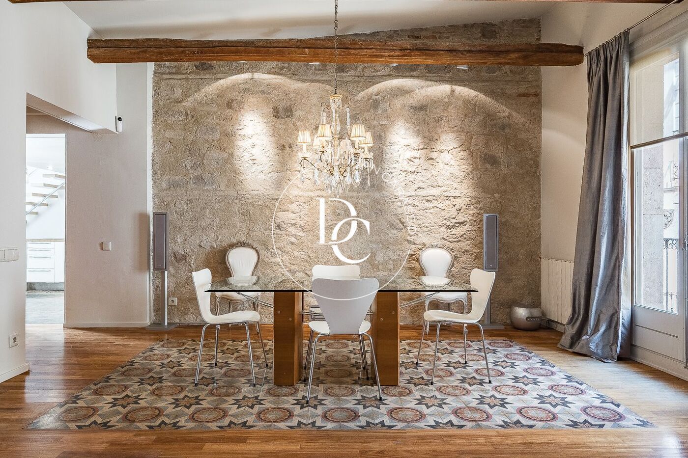 Dining room of Attic for sale in  Barcelona Capital  with Air Conditioner, Heating and Private garden