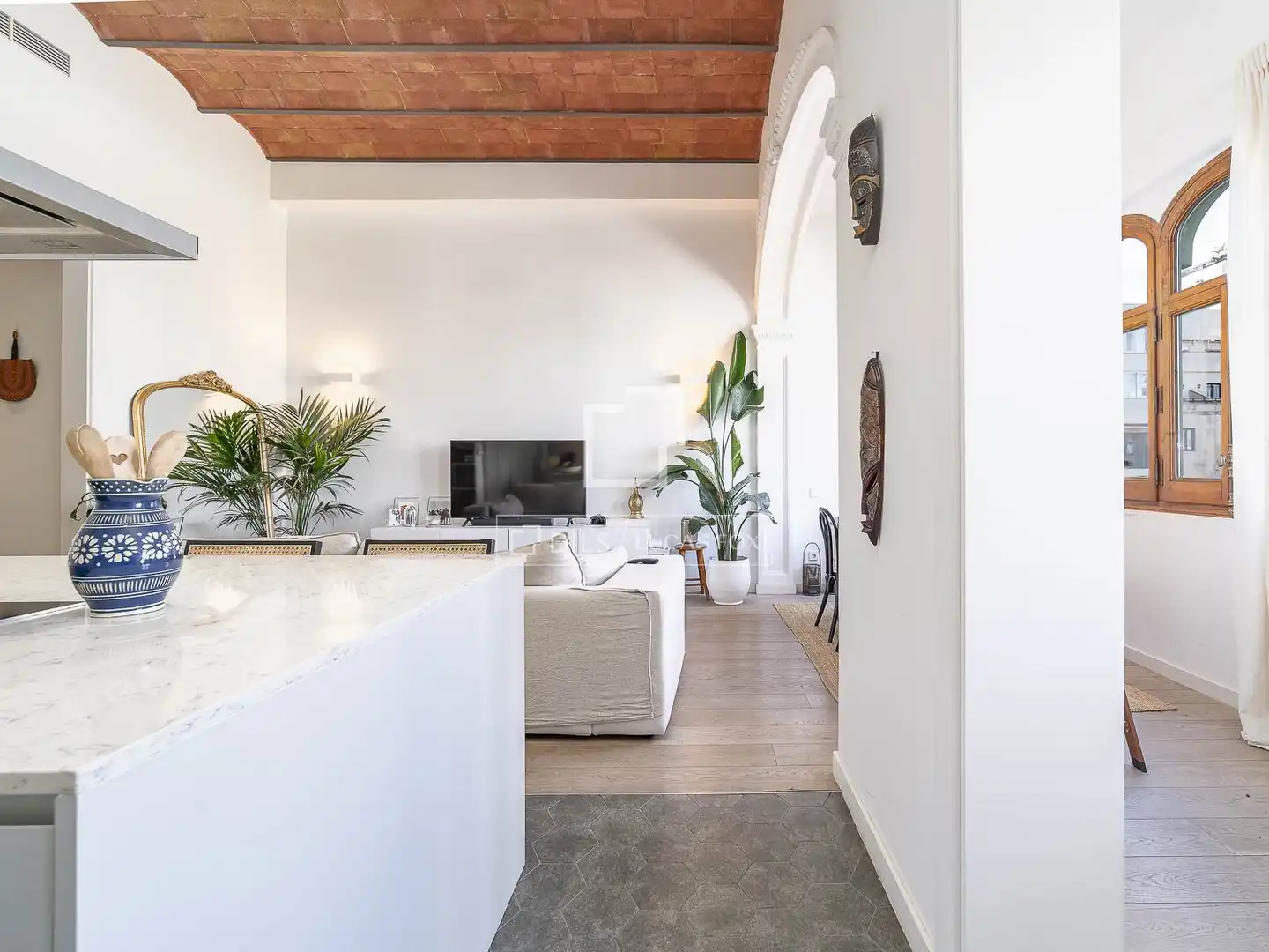 Sala de estar de Piso en venta en Barcelona con Aire acondicionado, Terraza y Balcón