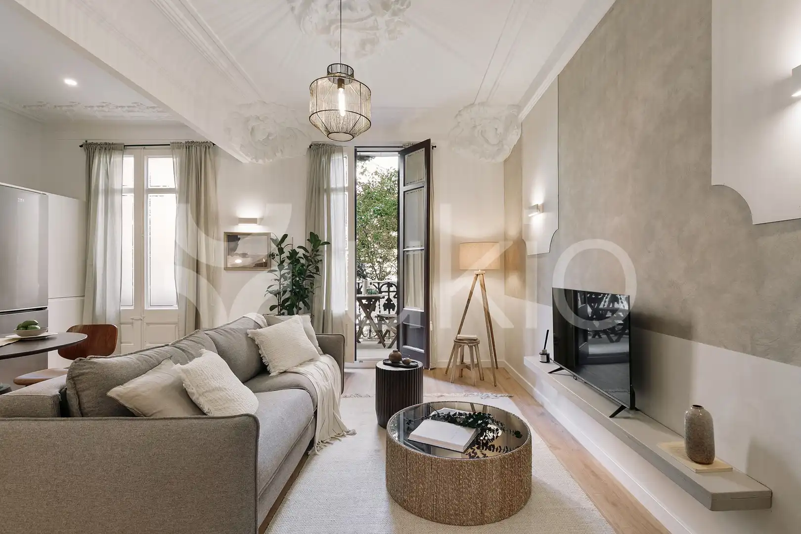 Living room of Study for rent in Barcelona  with Air Conditioner, Heating and Furnished