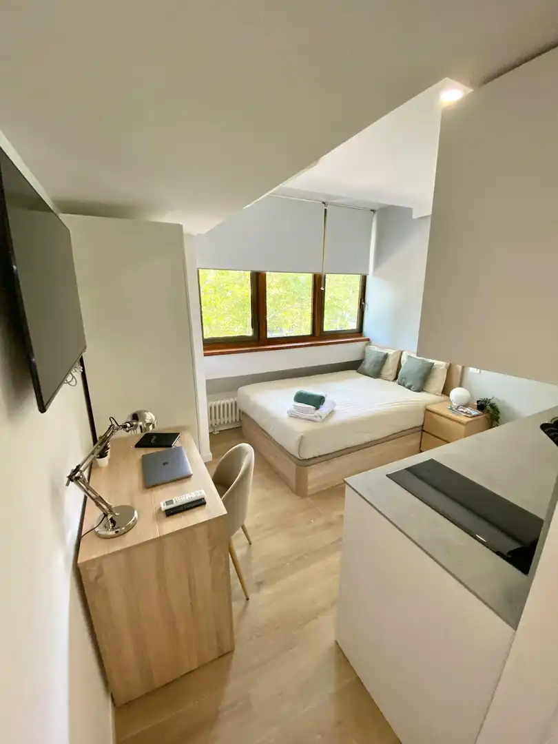 Bedroom of Flat for rent in Madrid  with Air Conditioner, Heating and Private garden
