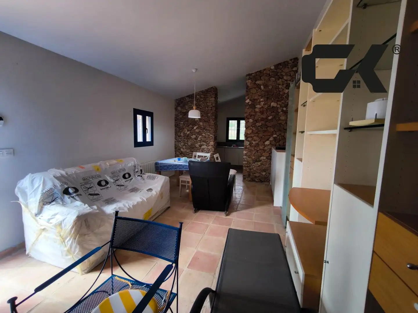 Sala d'estar de Finca rústica en venda en Mazarrón amb Terrassa, Piscina i Moblat