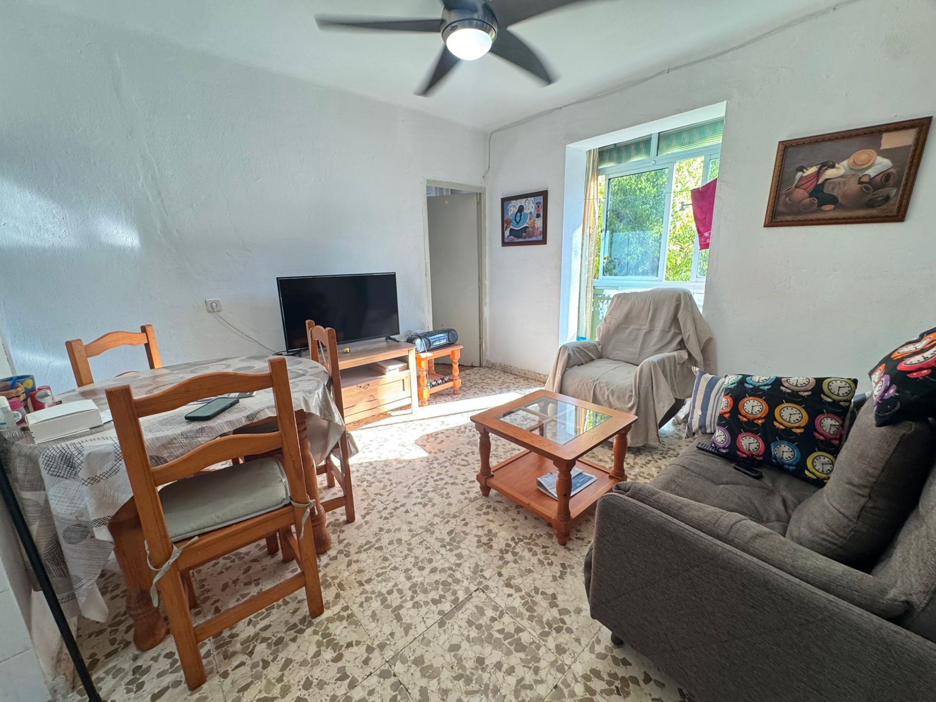 Living room of Flat for sale in Málaga Capital  with Terrace, Furnished and Balcony