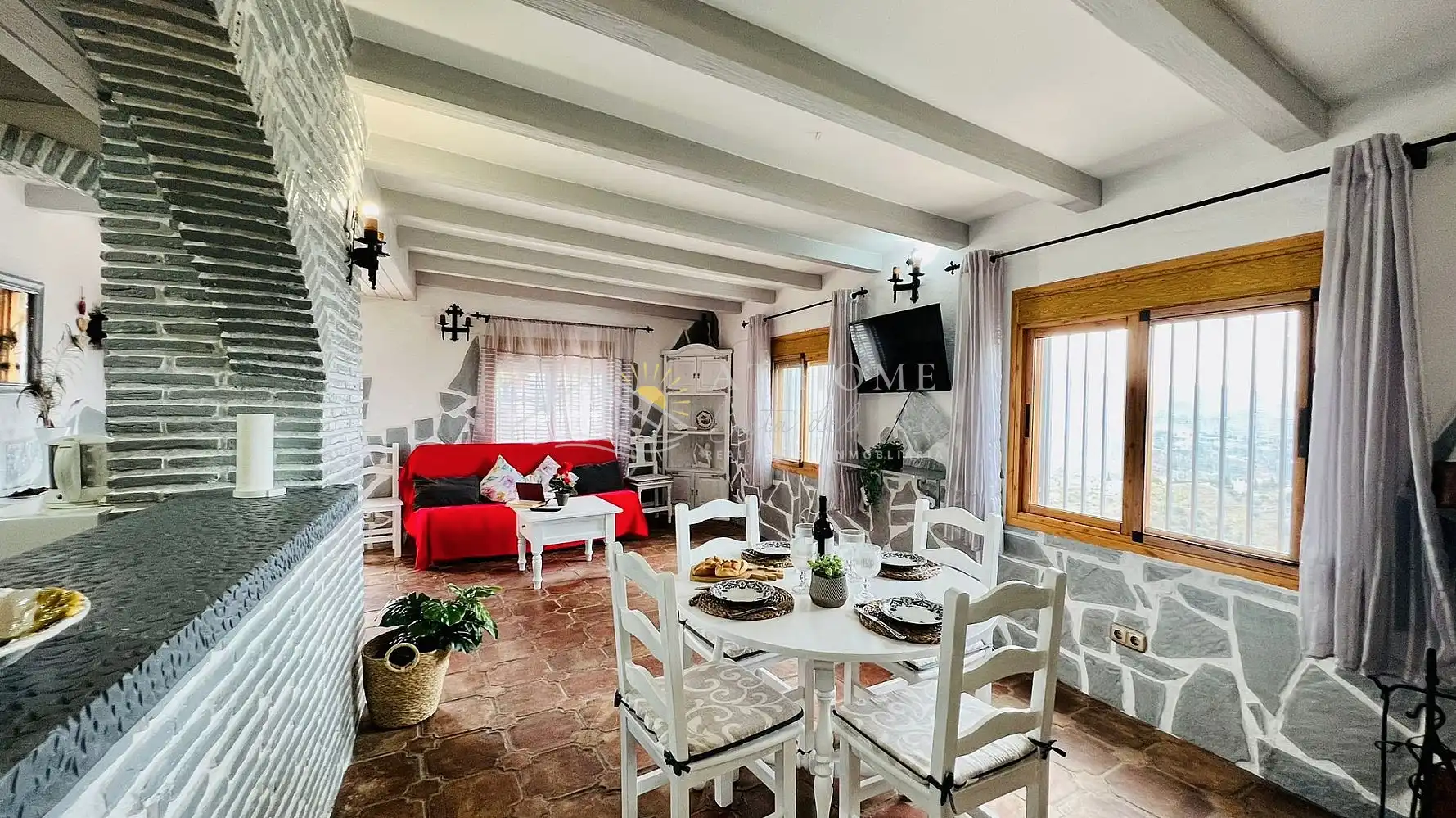 Wohnzimmer von Country house zur Miete in Frigiliana mit Schwimmbad und Haustiere erlaubt
