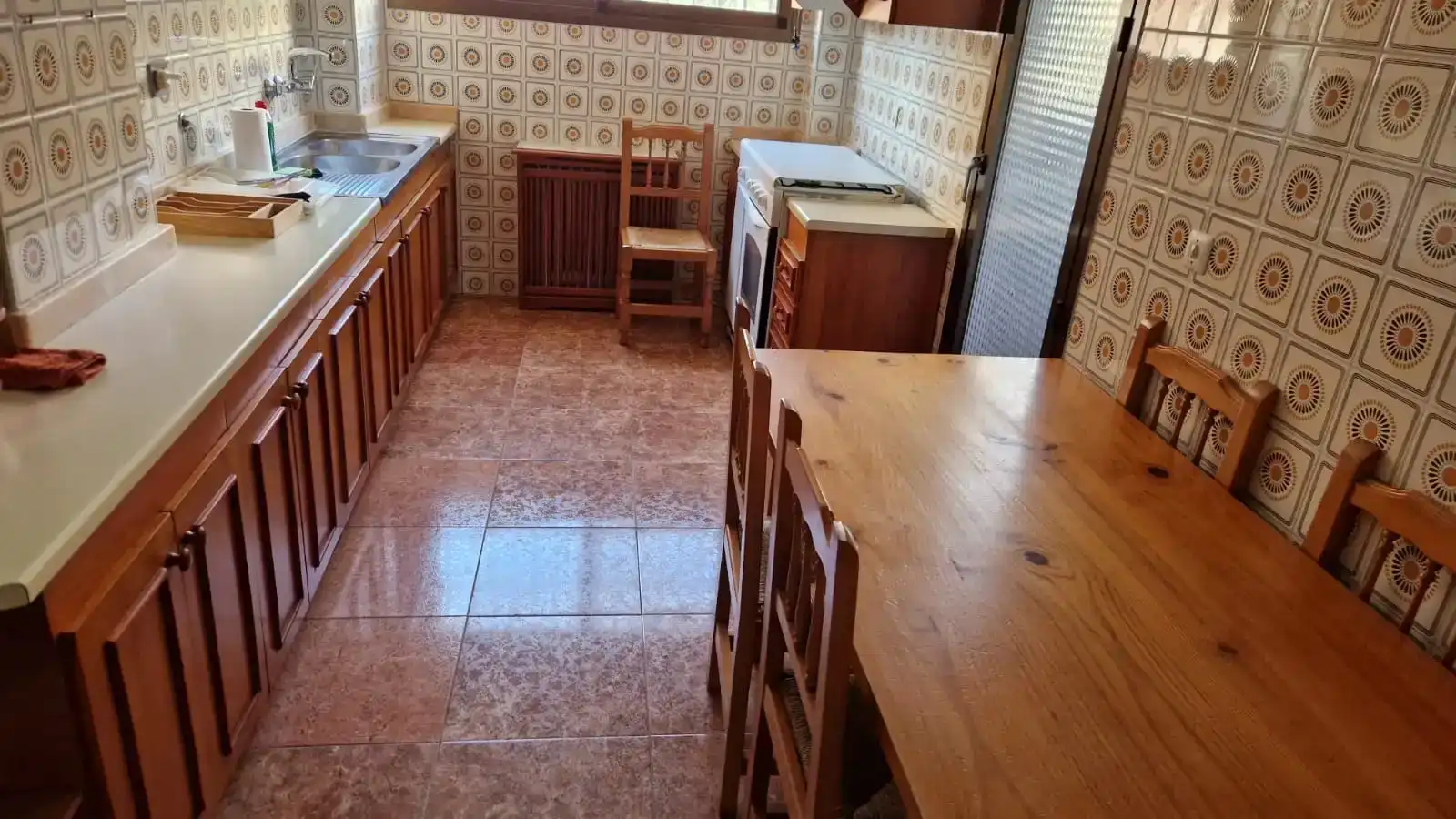 Cuina de Pis de lloguer en Albacete amb Jardí privat, Moblat i Balcó
