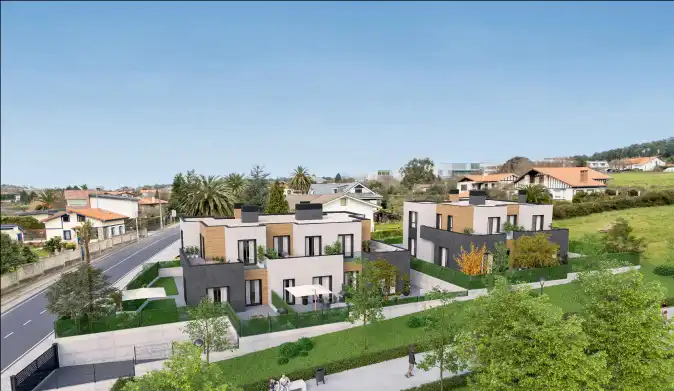 Vista exterior de Casa adosada en venta en Berango con Calefacción, Parquet y Terraza