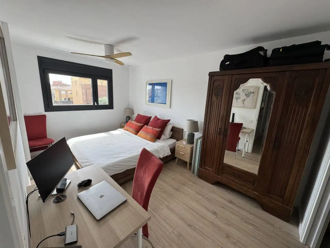 Bedroom of Flat for rent in Cubelles  with Air Conditioner, Heating and Parquet flooring
