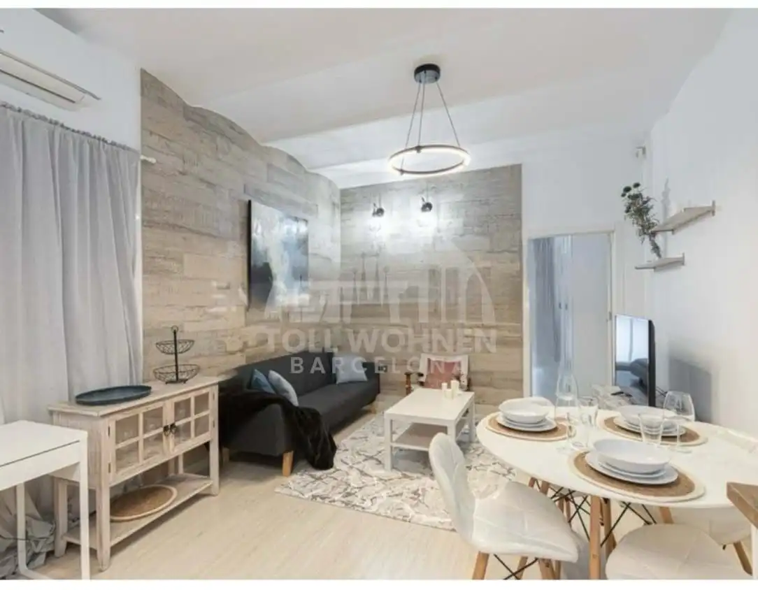 Sala de estar de Piso en venta en Barcelona con Terraza, Amueblado y Balcón