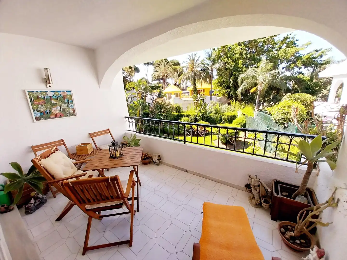 Terrasse von Wohnung zum Verkauf in Mijas mit Klimaanlage, Privatgarten und Terrasse