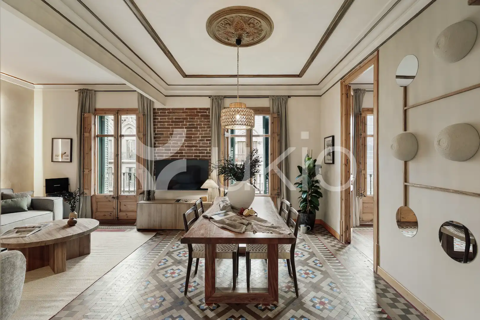 Sala de estar de Apartamento de alquiler en Barcelona con Aire acondicionado, Calefacción y Terraza