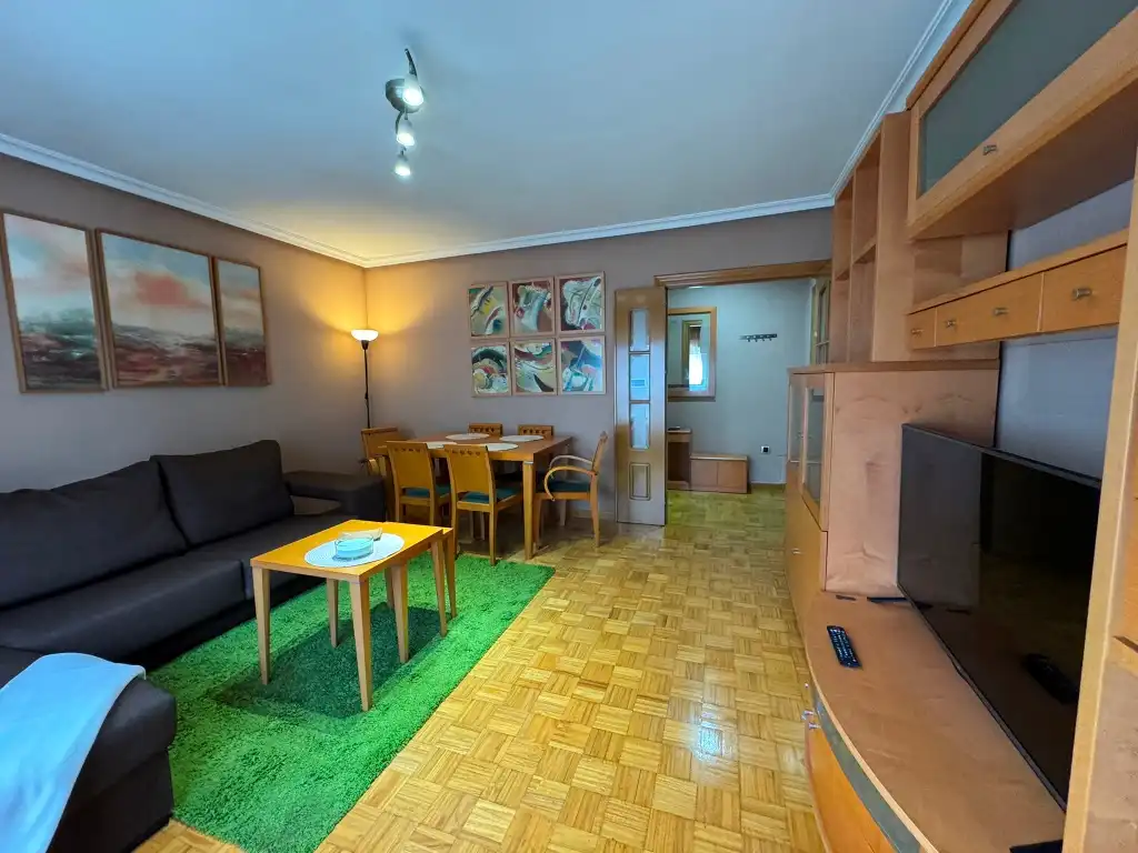Sala d'estar de Pis de lloguer en Gijón  amb Calefacció, Parquet i Moblat