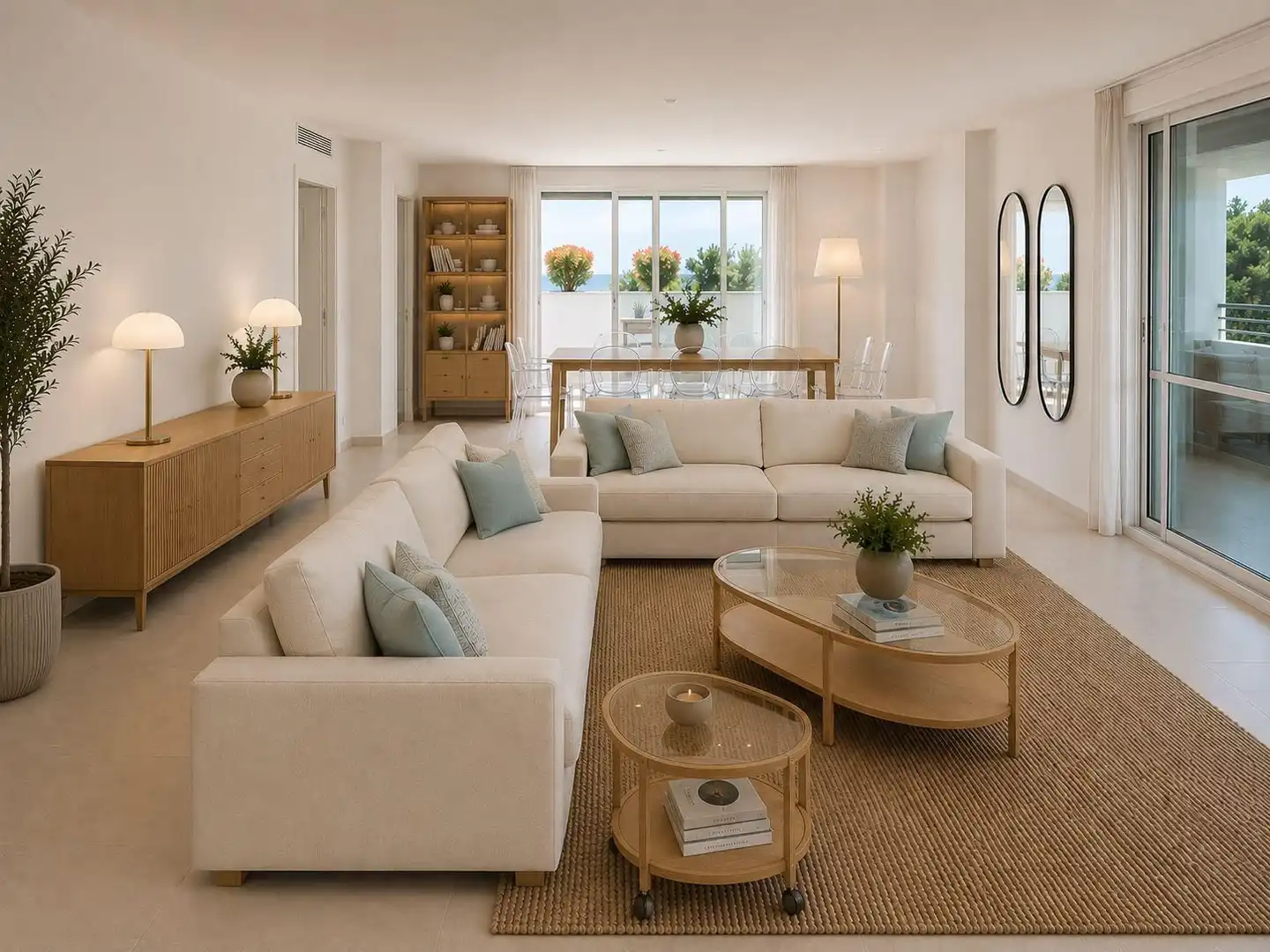 Wohnzimmer von Wohnungen zur Miete in Sotogrande mit Klimaanlage, Heizung und Terrasse