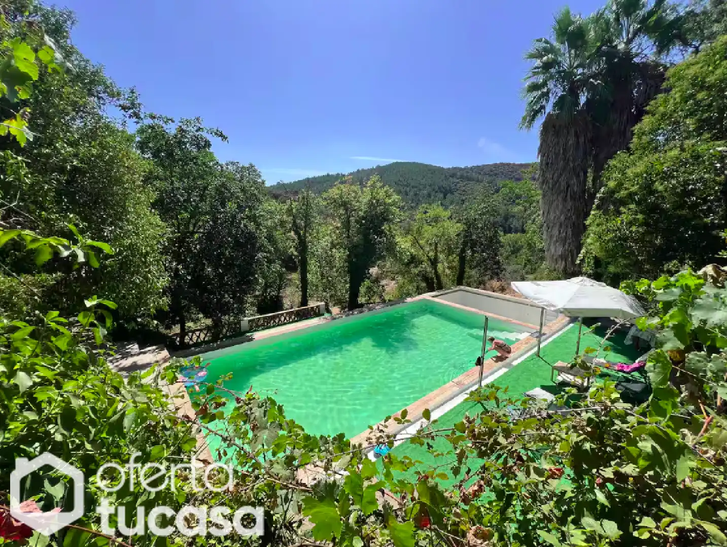 Schwimmbecken von Einfamilien-Reihenhaus zum Verkauf in Linares de la Sierra mit Terrasse, Schwimmbad und Möbliert
