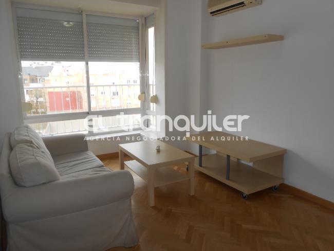 Sala d'estar de Pis de lloguer en  Madrid Capital amb Aire condicionat, Parquet i Moblat