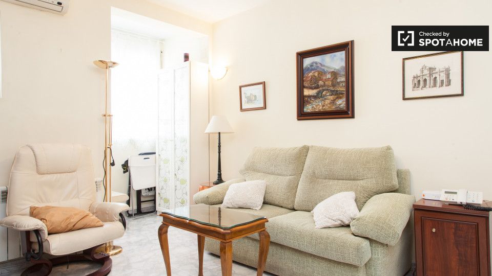 Living room of Flat to rent in  Madrid Capital  with Air Conditioner, Heating and Furnished