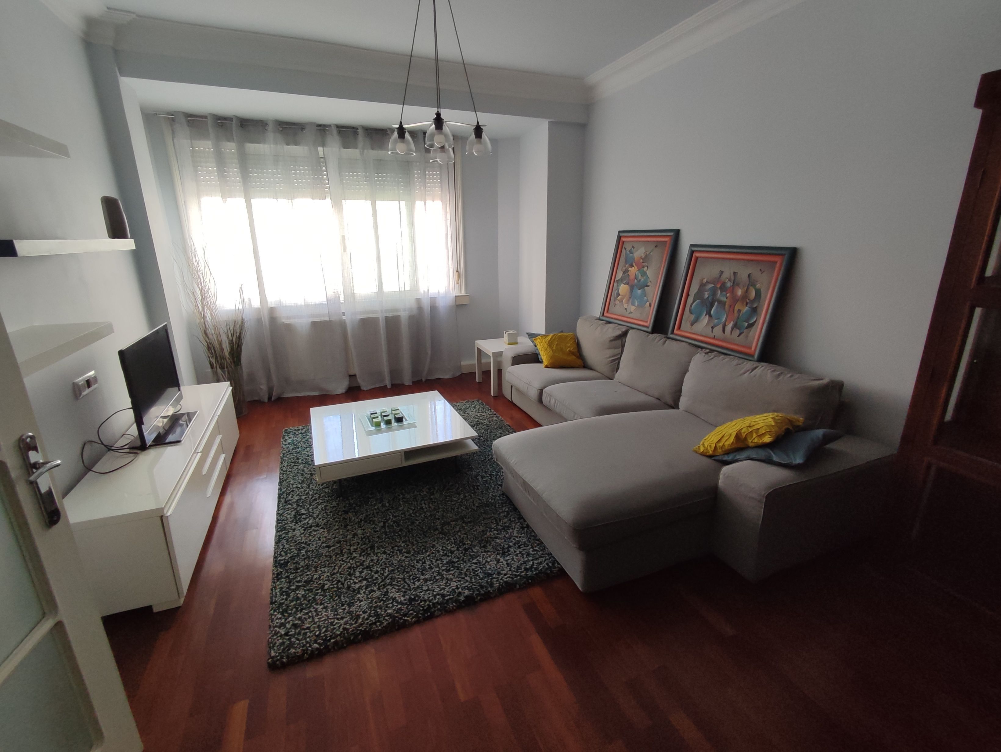 Sala d'estar de Pis de lloguer en A Coruña Capital  amb Calefacció, Parquet i Moblat