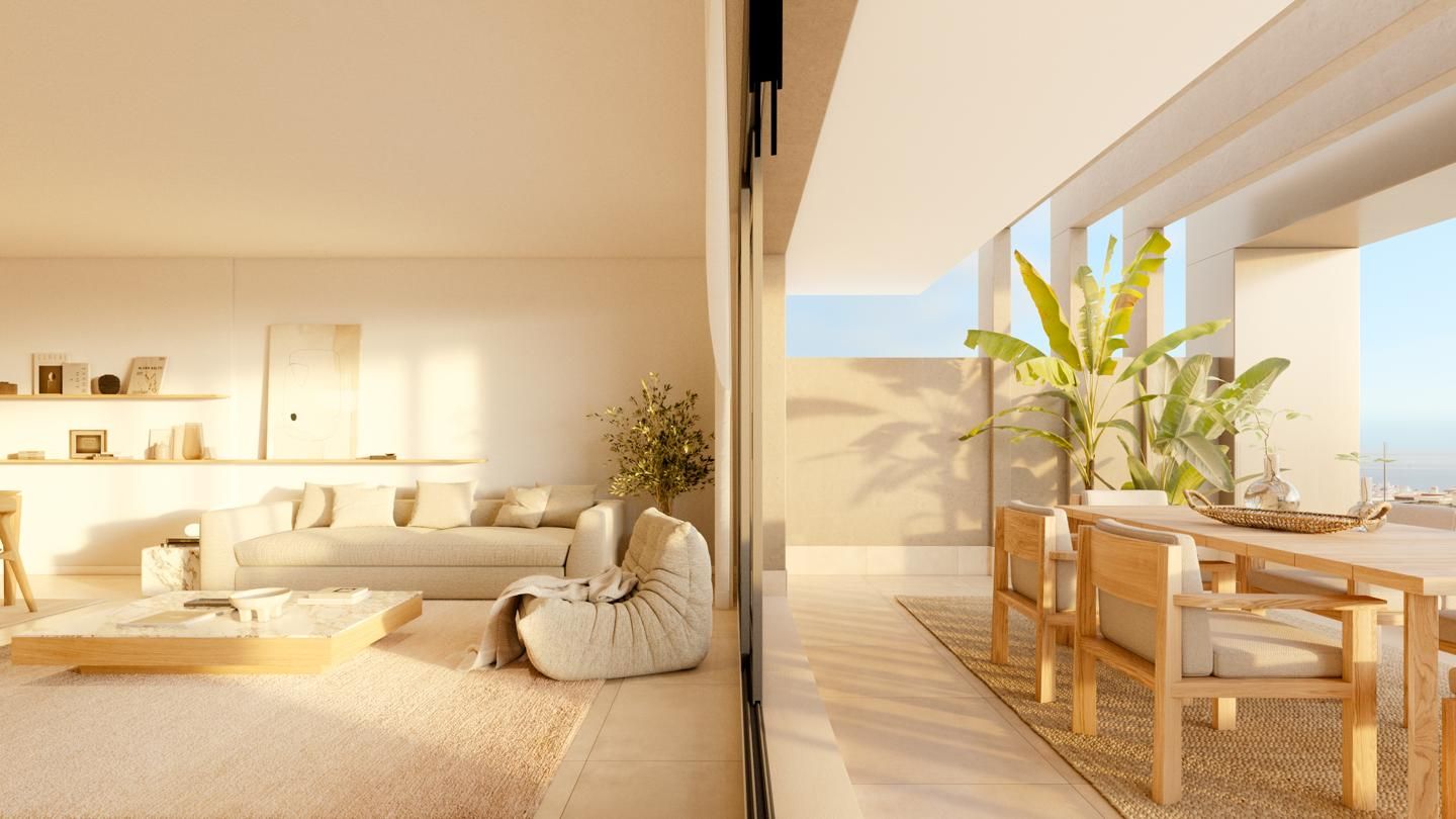 Sala d'estar de Apartament en venda en Estepona amb Aire condicionat, Calefacció i Jardí privat