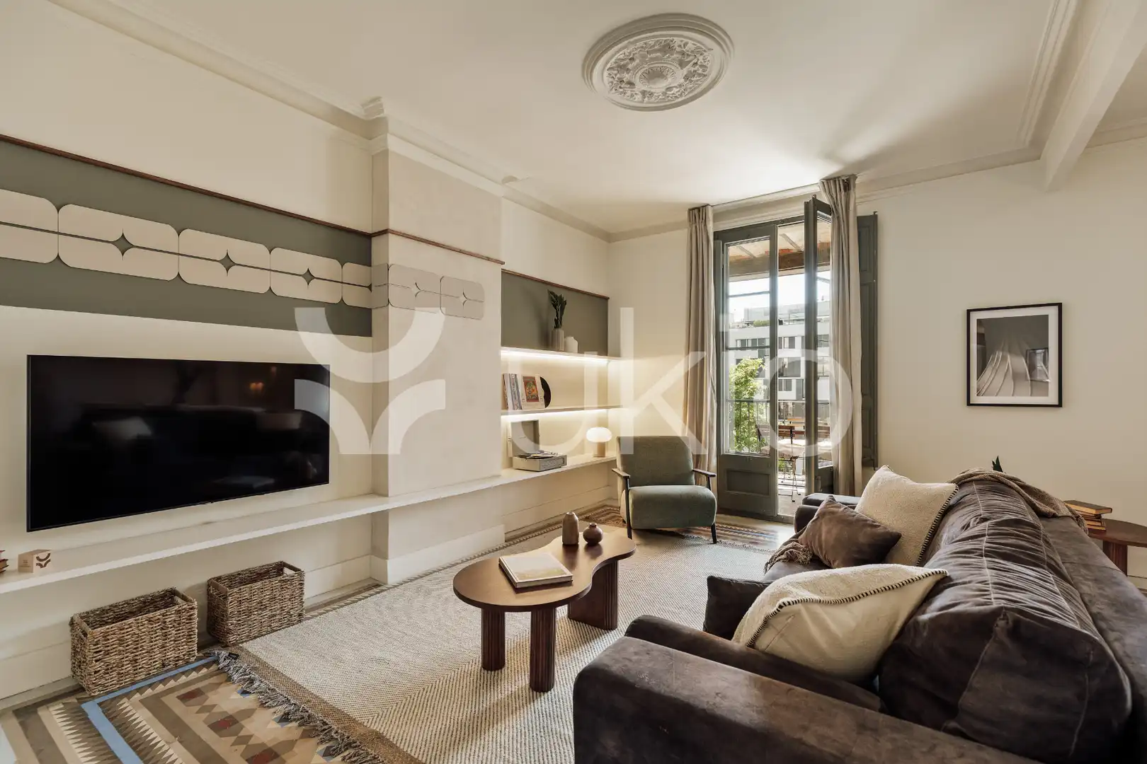 Wohnzimmer von Wohnungen zur Miete in Barcelona mit Klimaanlage, Heizung und Terrasse