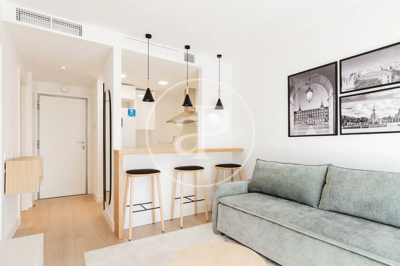 Wohnzimmer von Wohnung zur Miete in Madrid mit Klimaanlage, Heizung und Privatgarten