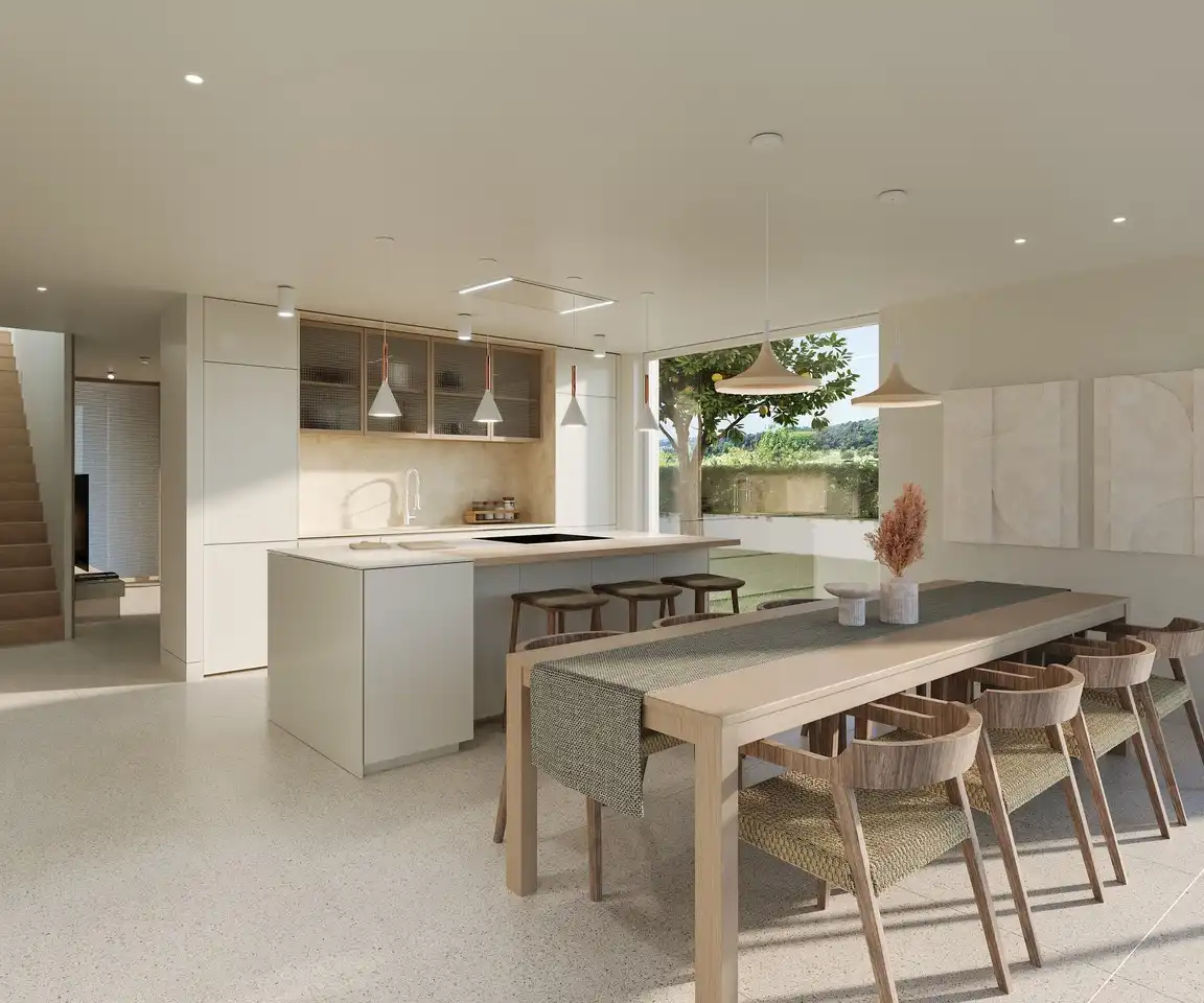 Cocina de Casa adosada en venta en La Roca del Vallès con Calefacción, Parquet y Terraza