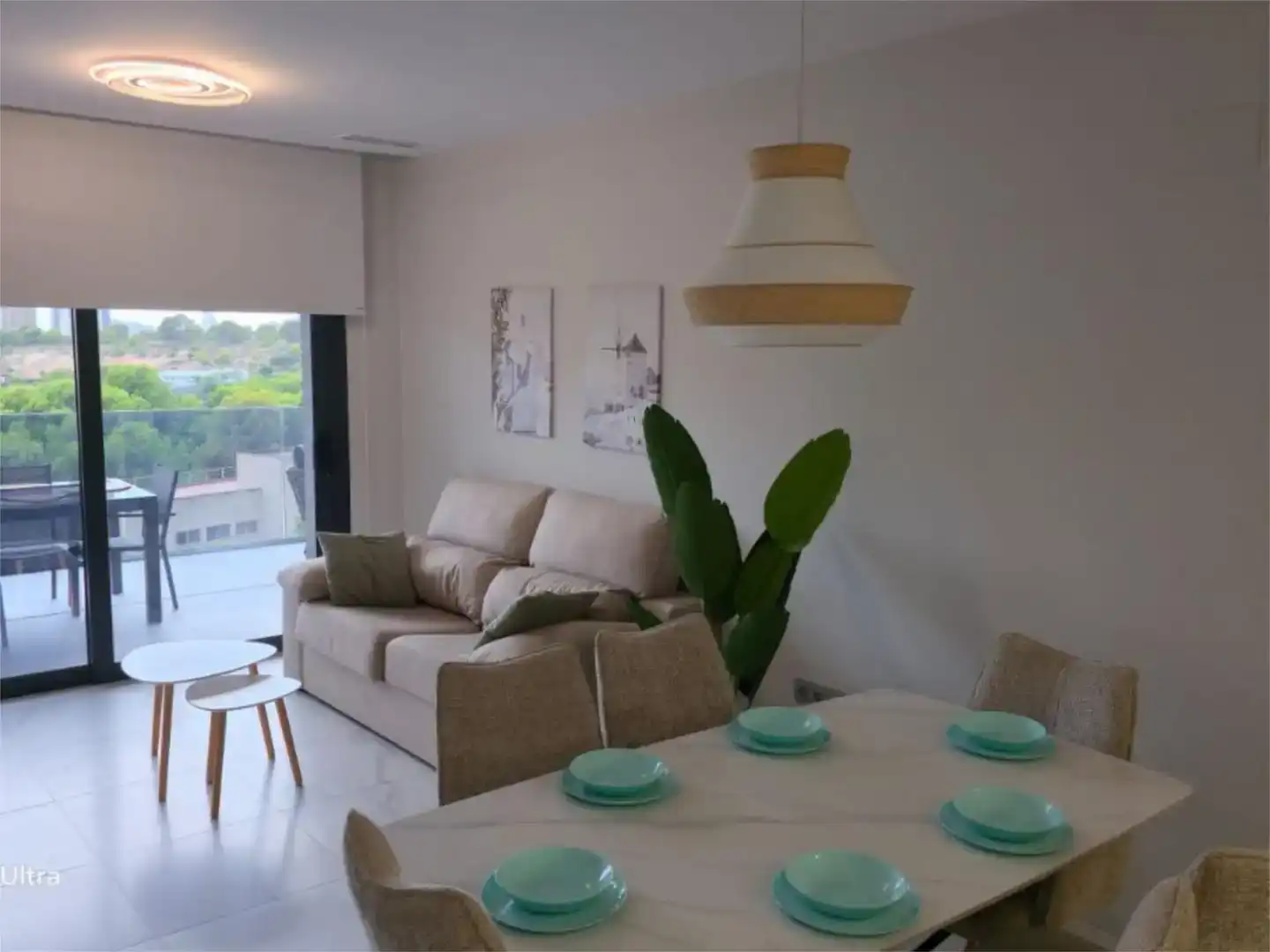 Dining room of Flat for rent in Benidorm  with Air Conditioner, Private garden and Swimming Pool