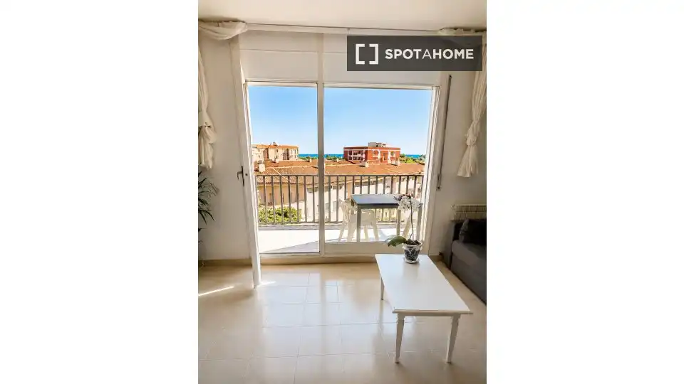 Schlafzimmer von Wohnung zur Miete in Vilanova i la Geltrú mit Klimaanlage, Heizung und Möbliert