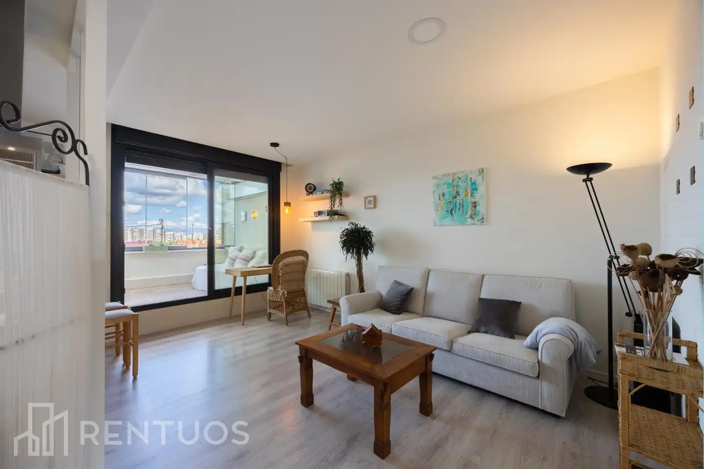 Sala de estar de Ático de alquiler en  Madrid Capital con Aire acondicionado, Calefacción y Terraza