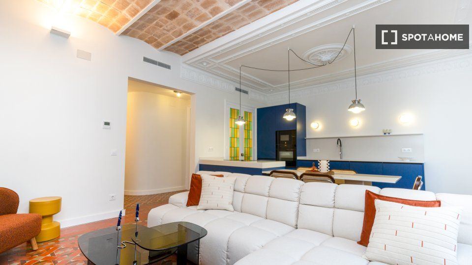 Living room of Flat to rent in  Barcelona Capital  with Air Conditioner, Heating and Furnished