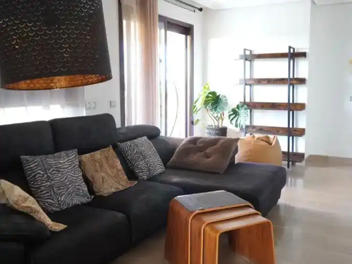 Sala de estar de Ático de alquiler en  Madrid Capital con Aire acondicionado y Piscina