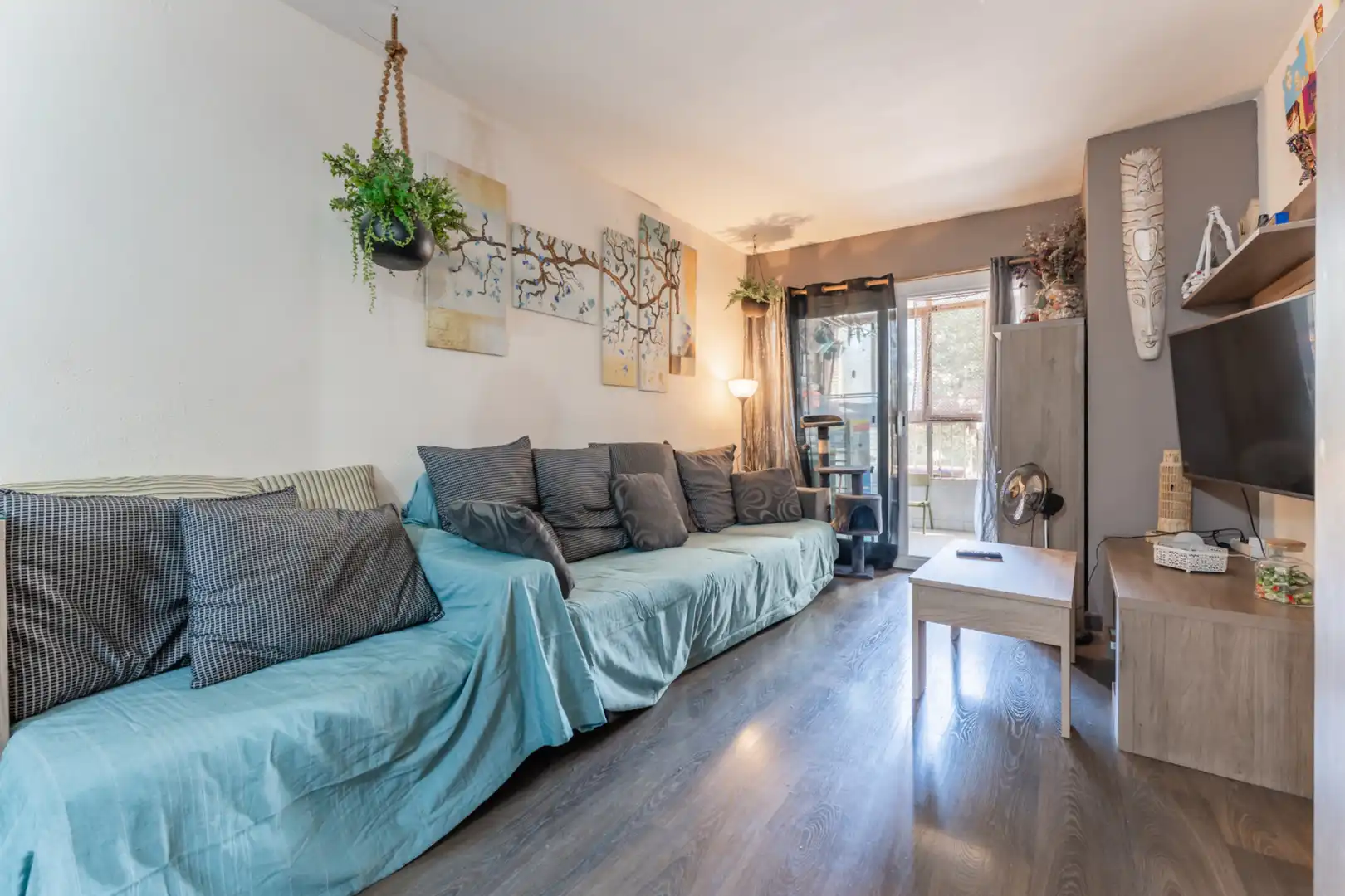Sala de estar de Piso en venta en Badalona con Parquet y Balcón