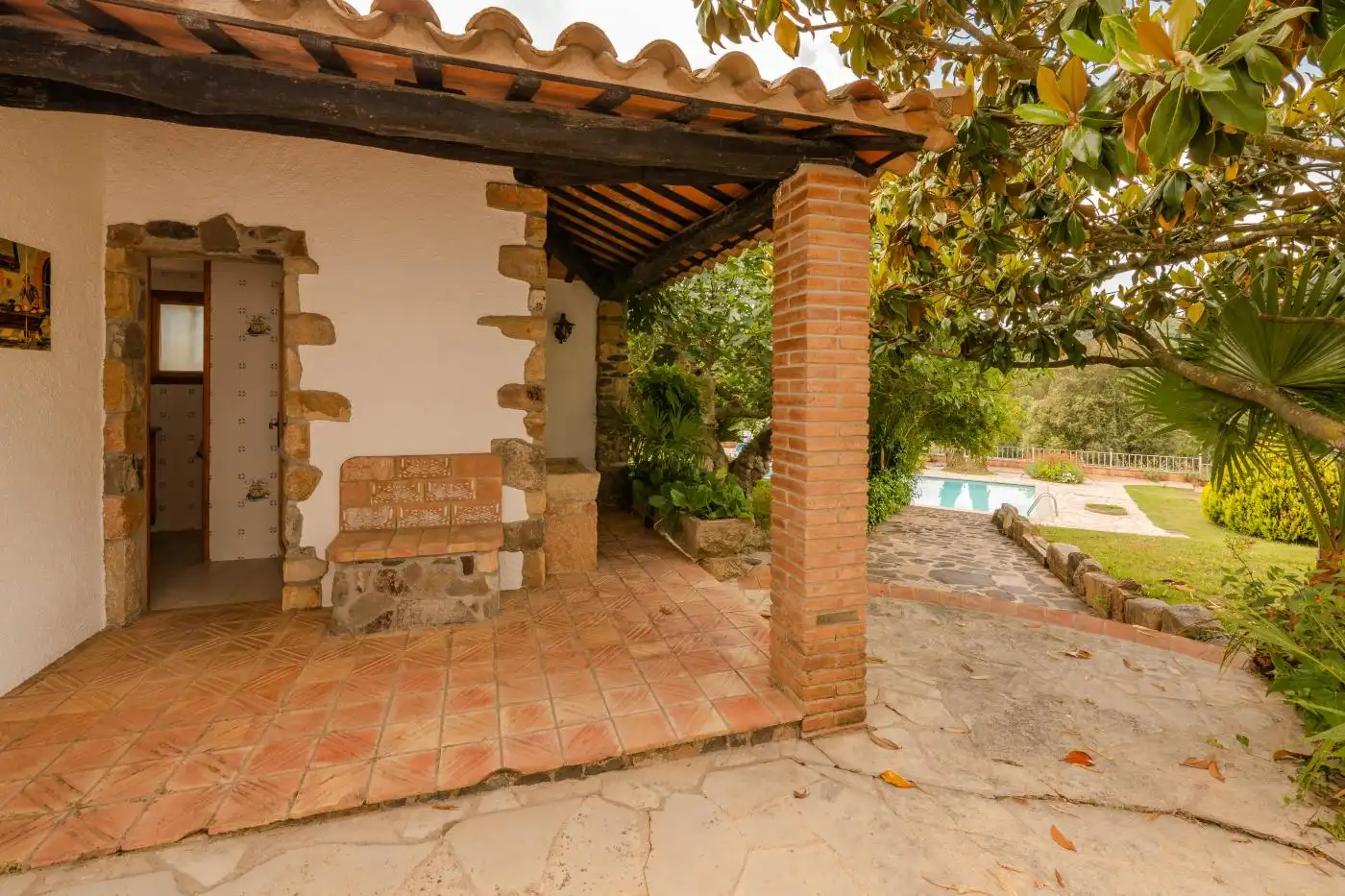 Terrassa de Finca rústica en venda en Riudarenes amb Aire condicionat, Calefacció i Jardí privat